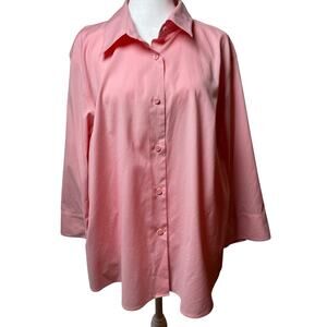 Talbots Woman Plus Size 16W Pink Button 3/4 sleeves Top